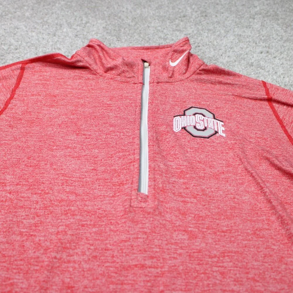 Nike Element Ohio State‎ Sweatshirt Mens Small Red Dri-Fit 1/4 Zip L/S Pullover